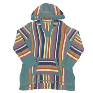 Rainbow Striped Hoodie Pastel Colored Knit Sweatshirt W19"xL25" Vertical Stripes